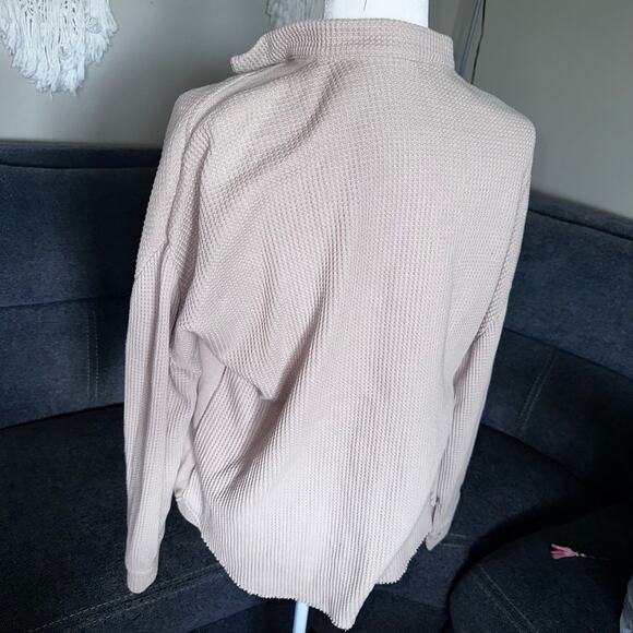 Waffle knit beige Shacket size m - Picture 4 of 5